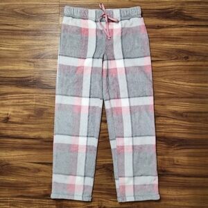Secret Treasures Gray & Pink Fuzzy Plaid Pajama Pants Size Small (4-6)